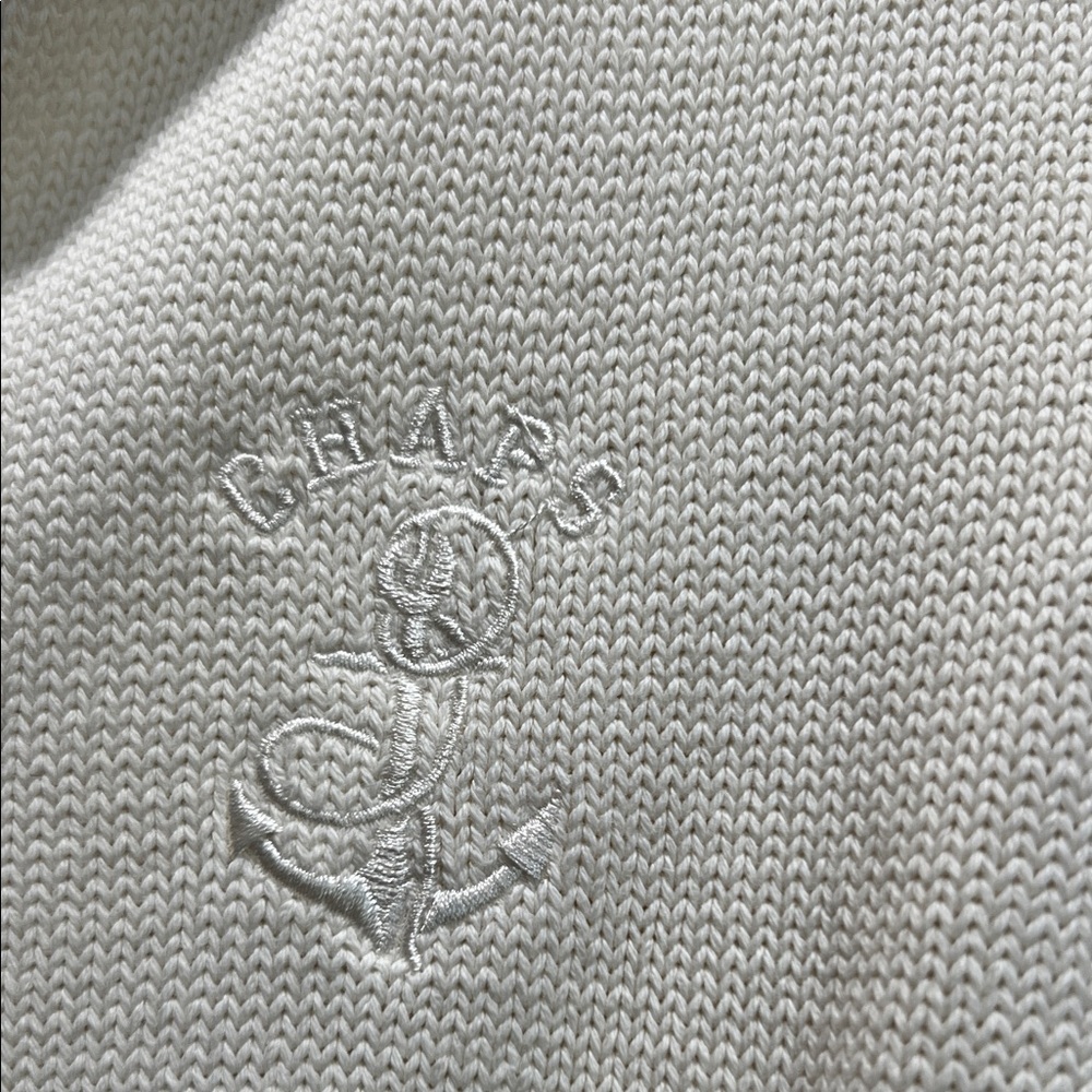 Chaps Cream Ribbed Zip-Up Sweater - Picture 3 of 5